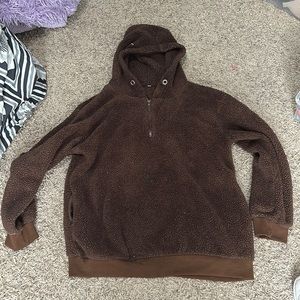Cozy fuzzy brown hoodie